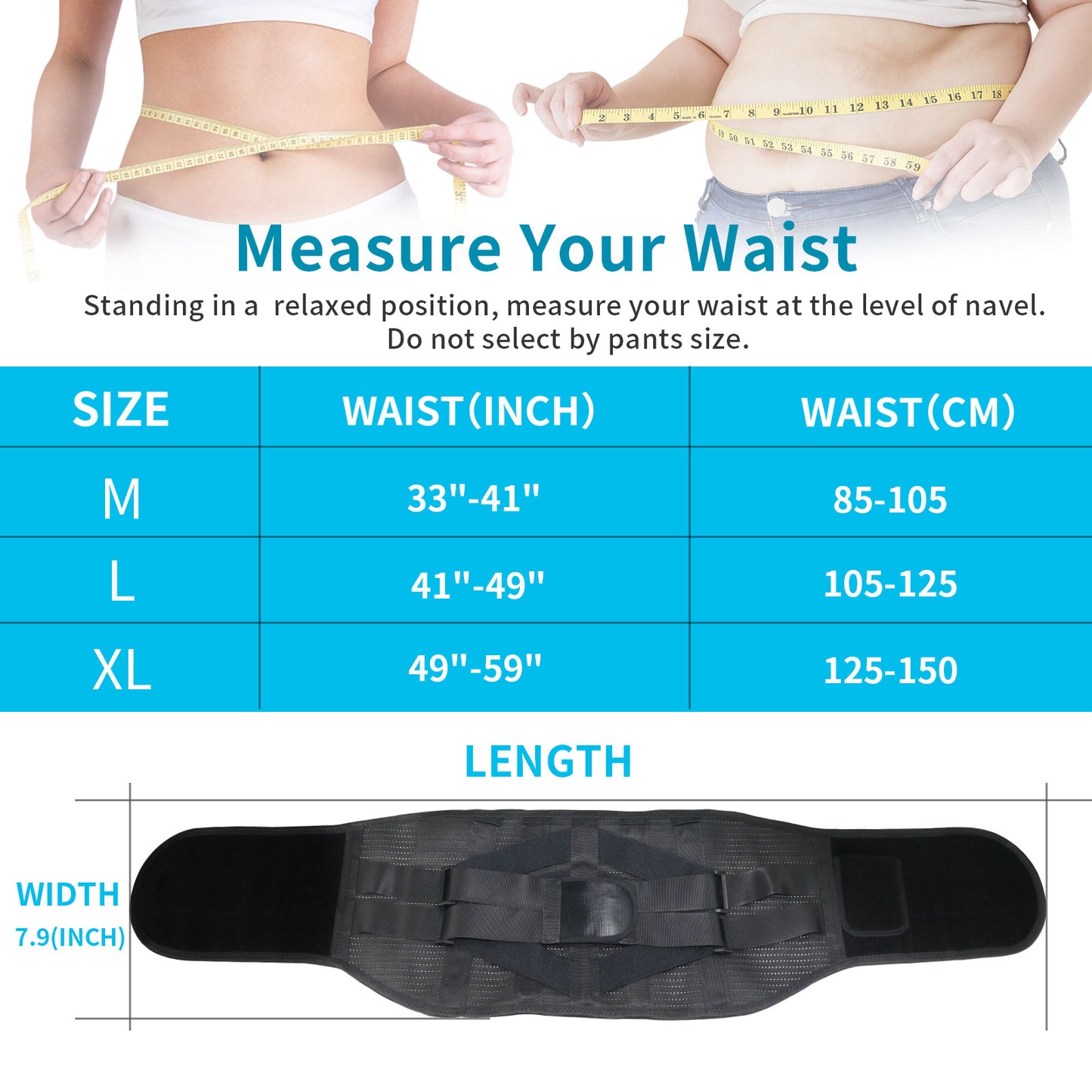 GINEKOO Back Braces Breathable Back Support Belt with Heating Pad for Lower Back Pain Relief, Lumbar Support for Men and Women for Herniated Discs, Sciatica(L)