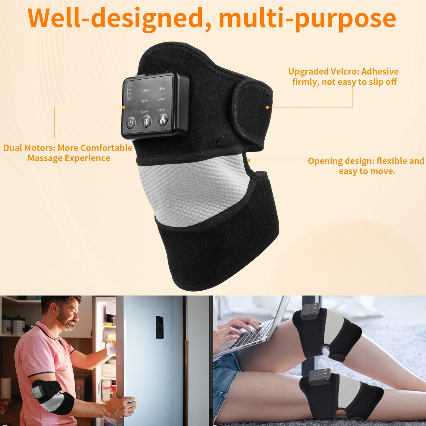 GINEKOO Heated Knee and Shoulder Massager, Heated Knee Brace Wrap with Massage for Knee and Shoulder Pain Relief, Heat and Vibration Knee Pad for Arthritis, Torn Meniscus-Single