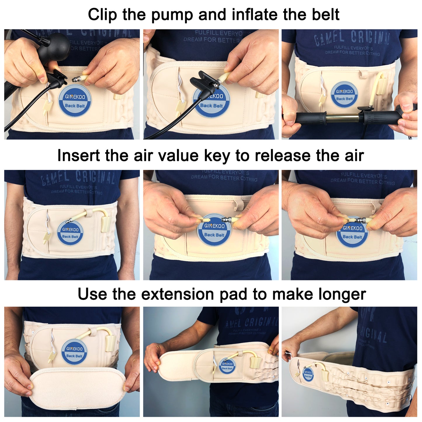 Physical Decompression Back Belt by GINEKOO -Spinal Air Traction Belt for Lower Back Pain Relief, Back Support & Lumbar Traction belt(29-49 inch Waists)