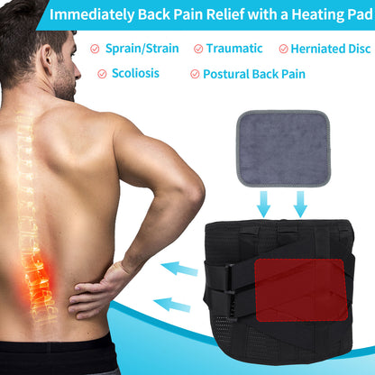 GINEKOO Back Braces Breathable Back Support Belt with Heating Pad for Lower Back Pain Relief, Lumbar Support for Men and Women for Herniated Discs, Sciatica(L)