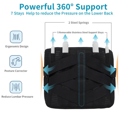 GINEKOO Back Braces Breathable Back Support Belt with Heating Pad for Lower Back Pain Relief, Lumbar Support for Men and Women for Herniated Discs, Sciatica(L)
