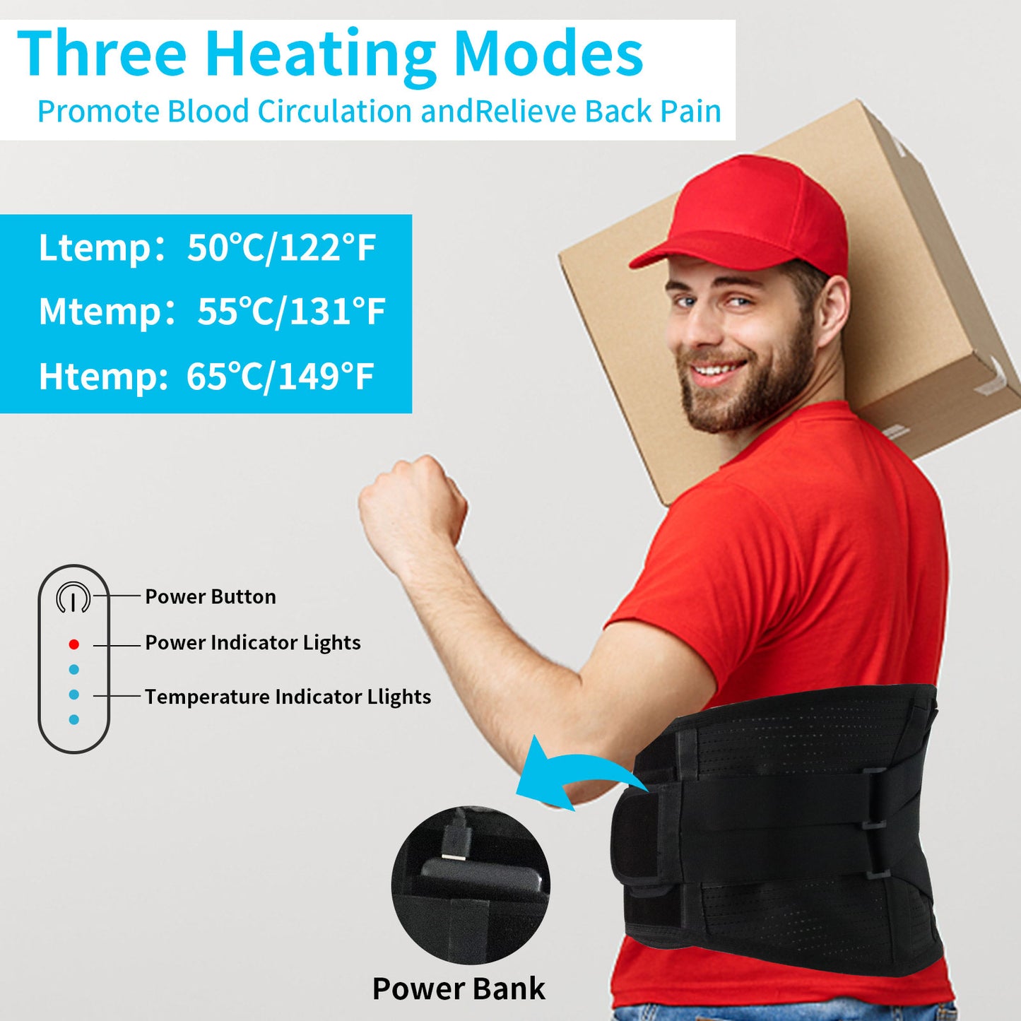 GINEKOO Back Braces Breathable Back Support Belt with Heating Pad for Lower Back Pain Relief, Lumbar Support for Men and Women for Herniated Discs, Sciatica(L)