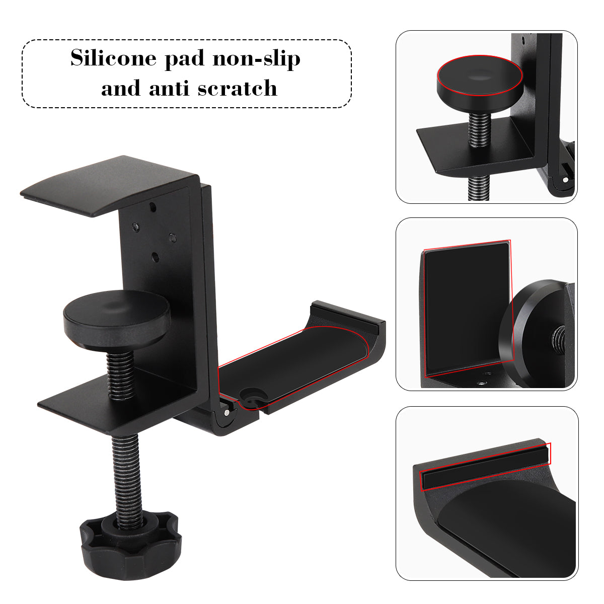 Headphone Holder with Cable Organizer - GINEKOO Aluminum Foldable Headset Stand Hanger Under Desk Save Space Headphone Hook for Universal Headphones