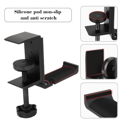 Headphone Holder with Cable Organizer - GINEKOO Aluminum Foldable Headset Stand Hanger Under Desk Save Space Headphone Hook for Universal Headphones