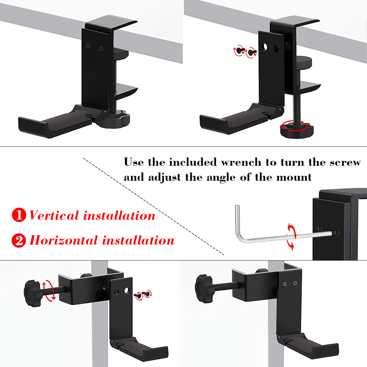 Headphone Holder with Cable Organizer - GINEKOO Aluminum Foldable Headset Stand Hanger Under Desk Save Space Headphone Hook for Universal Headphones