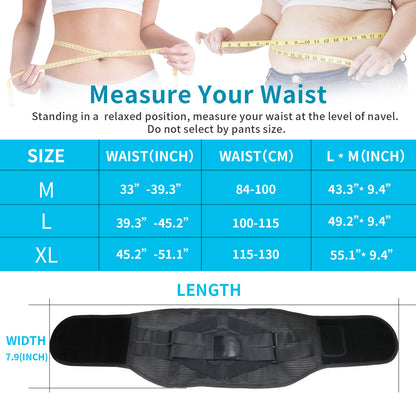 GINEKOO Back Braces Breathable Back Support Belt with Heating Pad for Lower Back Pain Relief, Lumbar Support for Men and Women for Herniated Discs, Sciatica(XL)