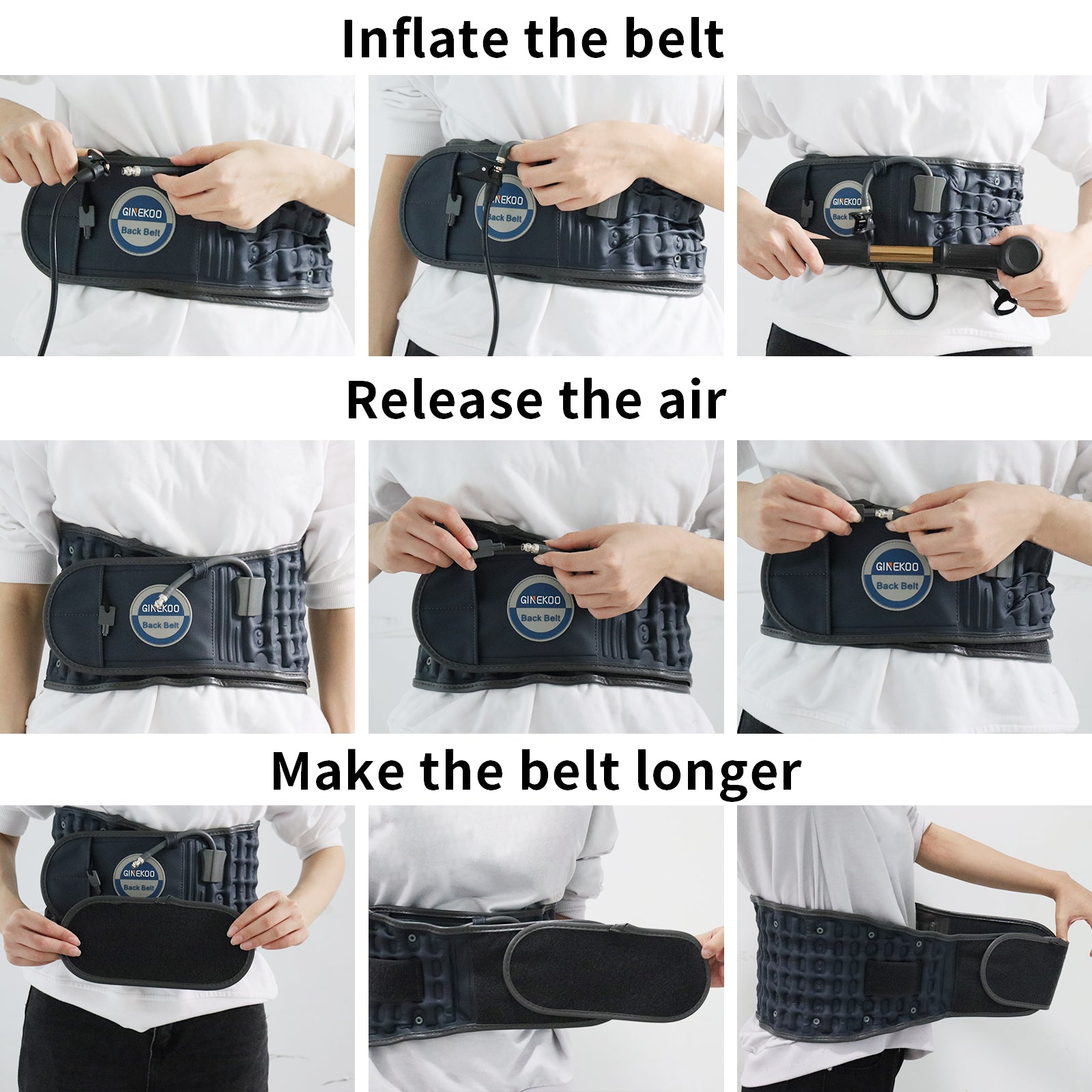 Decompression Back Belt by GINEKOO - Spinal Air Traction Belt for Lumbar  Support and Lower Back Pain, Back Support and Lumbar Traction Belt, Navy