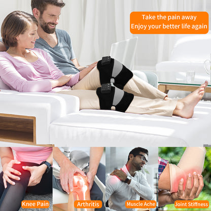 GINEKOO Heated Knee and Shoulder Massager, Heated Knee Brace Wrap with Massage for Knee and Shoulder Pain Relief, Heat and Vibration Knee Pad for Arthritis, Torn Meniscus-Single