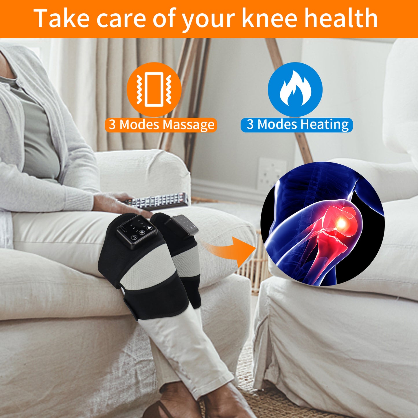 GINEKOO Heated Knee and Shoulder Massager, Heated Knee Brace Wrap with Massage for Knee and Shoulder Pain Relief, Heat and Vibration Knee Pad for Arthritis, Torn Meniscus-Single